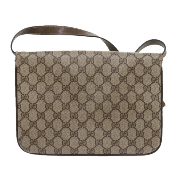 GUCCI GG Supreme Shoulder Bag PVC Leather Beige Auth - Picture 3 of 16